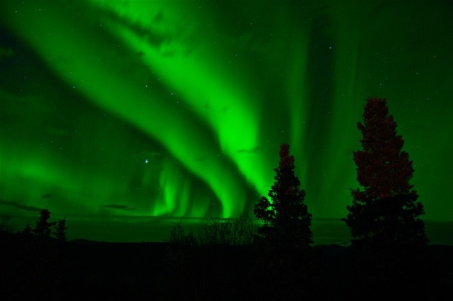 Aurora Borealis no Yukon, luzes do norte, Autocaravana de Aluguer de whitehorse