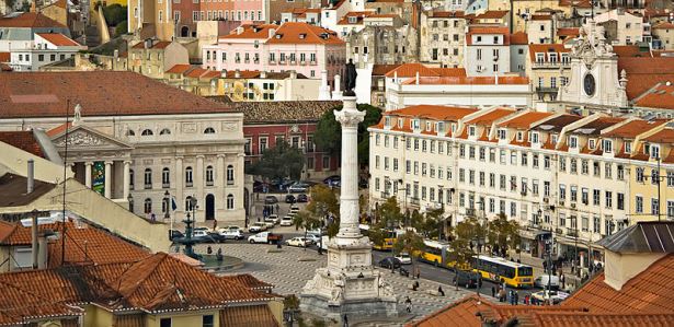 Praca don Pedro (or Rossio) Square in Lisbon