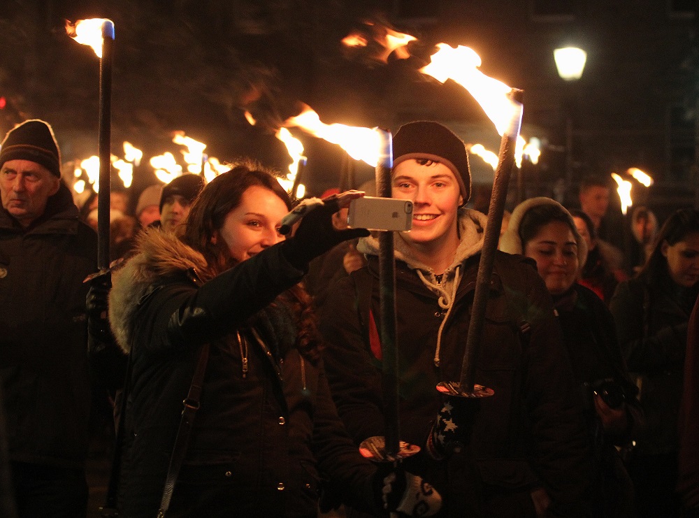 Hogmanay Torchlight Procession in Edinburgh, Scotland