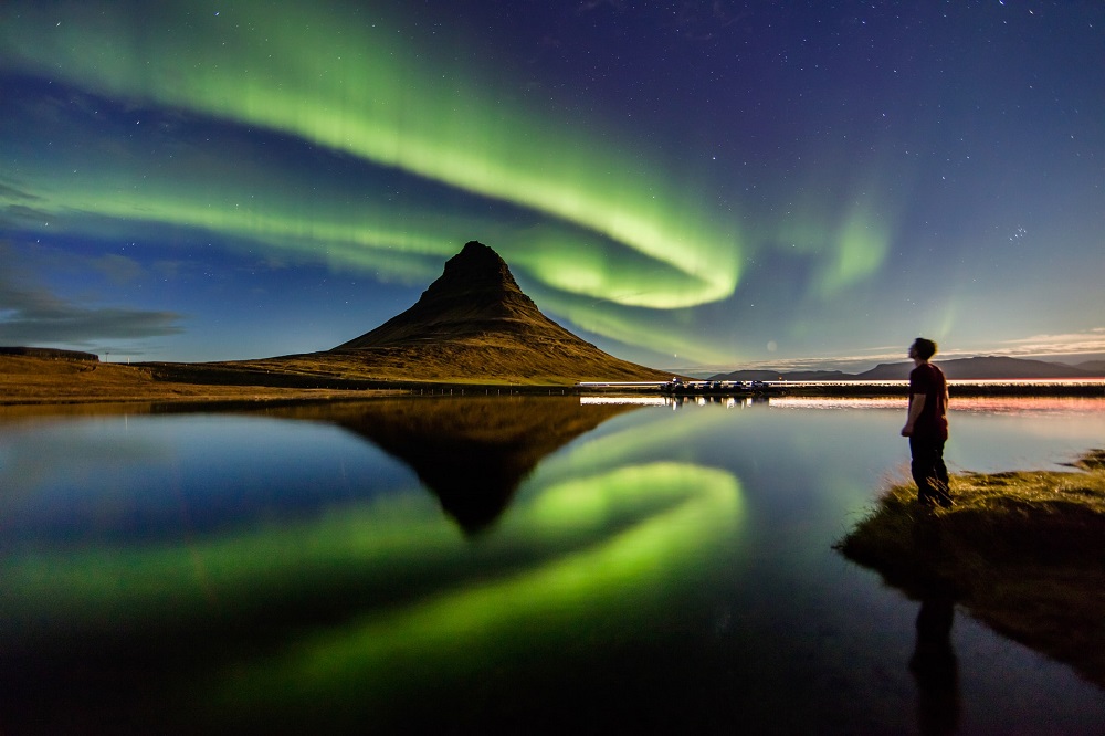 Northern Lights at Kirkjufell in Iceland