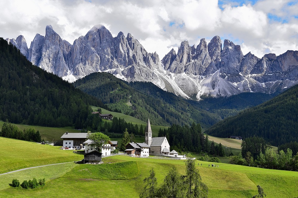 Village in the Dolomites in Italy