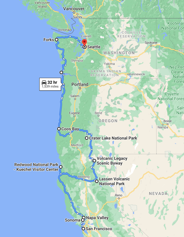 Volcanic Highway and Oregon Coast: San Francisco to Seattle