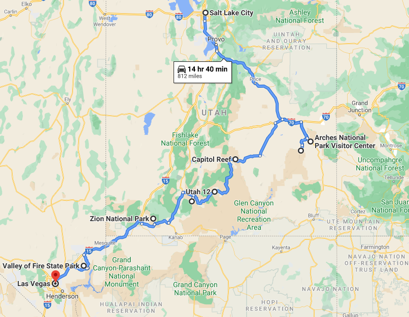 Salt Lake City to Las Vegas One Way RV Rental Road Trip