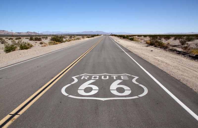 Route 66 across the Mojave Desert in California, uSA motorhome rental