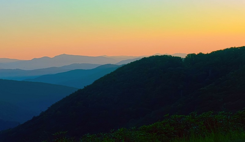 Blue Ridge Parkway Scenic Drive, Great Smoky Mountains at Sunset