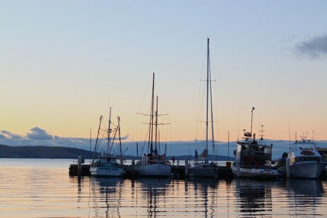 Sunrise in Hobart Harbour, tasmania circle drive