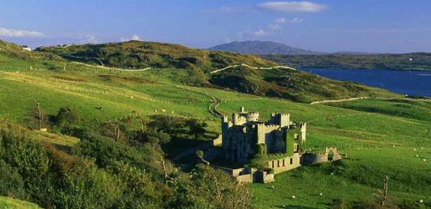 Clifden Castle, Connemara, Galway to Westport scenic drive