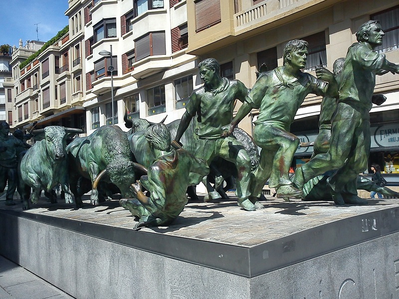 Basque Coast, Spain, Running of the Bulls Statue in Pamplona