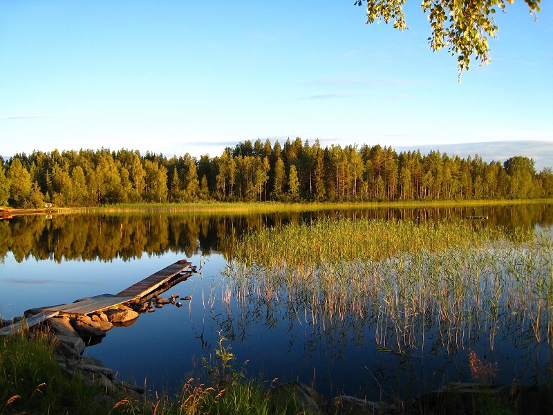Lake in Vasterbotten, Blue Road Sweden