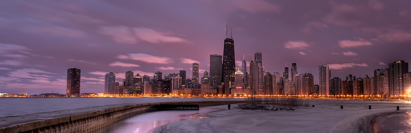 美国芝加哥,房车,租赁,芝加哥日落时分